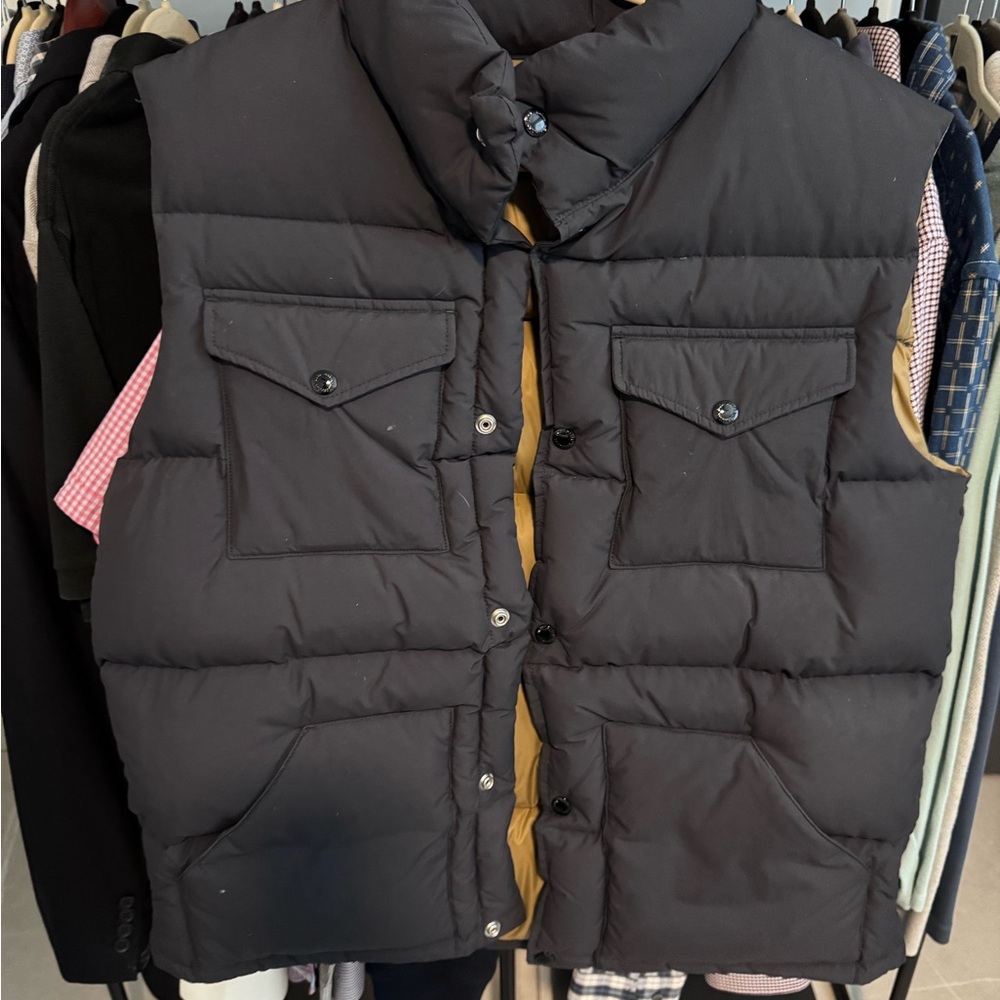 Buck Mason Black and Tan Puffer Vest